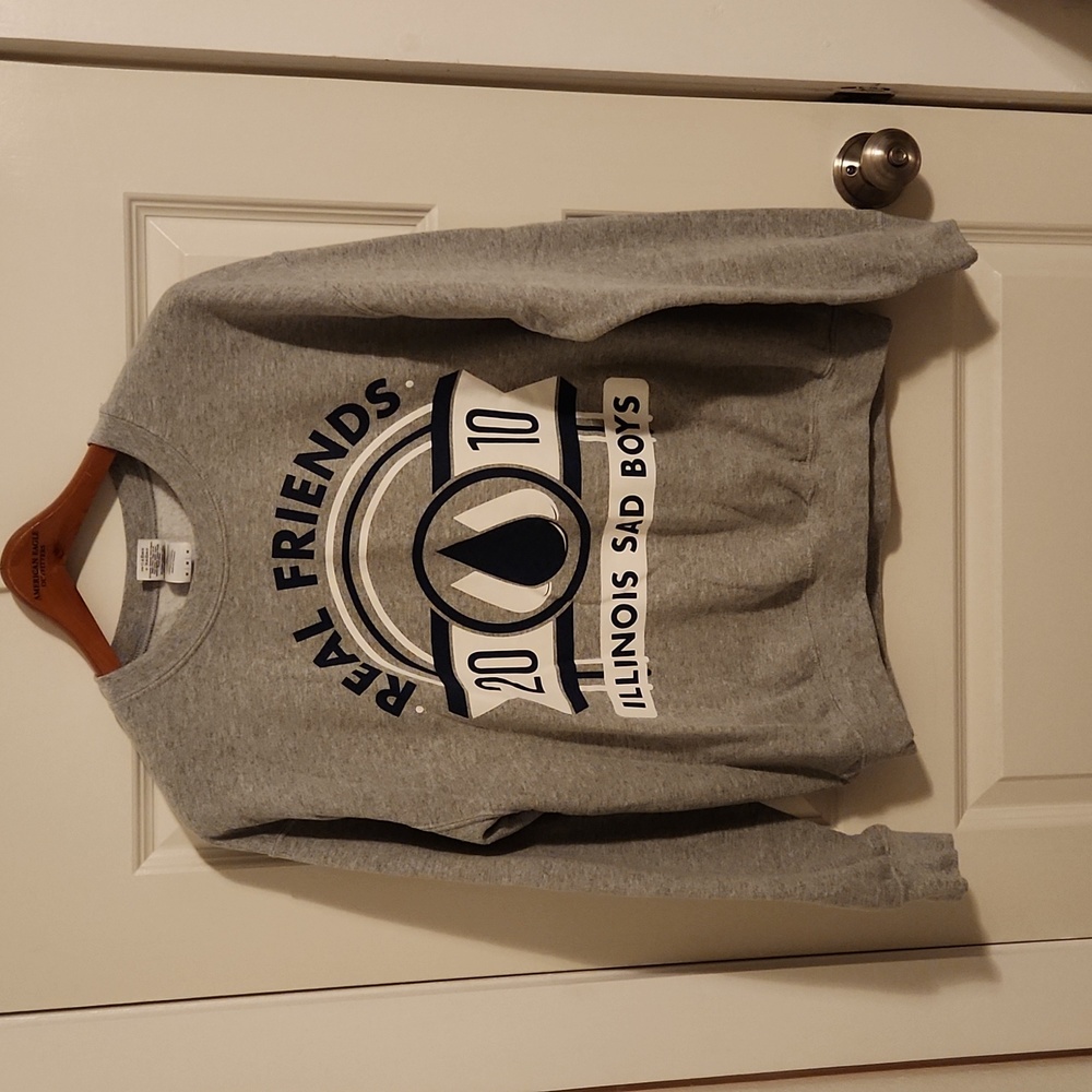 Real Friends Illinois Sad Boys Band Gray Crewneck Sweatshirt M